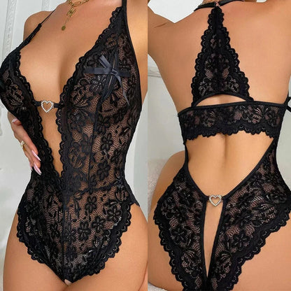 Sexy Bodysuit For Woman Open Bra Crotchless Underwear Sexy Lingerie Lace Bodysuit Lenceria Erotic Mujer Sexi Costumes Plus Size EVELANO
